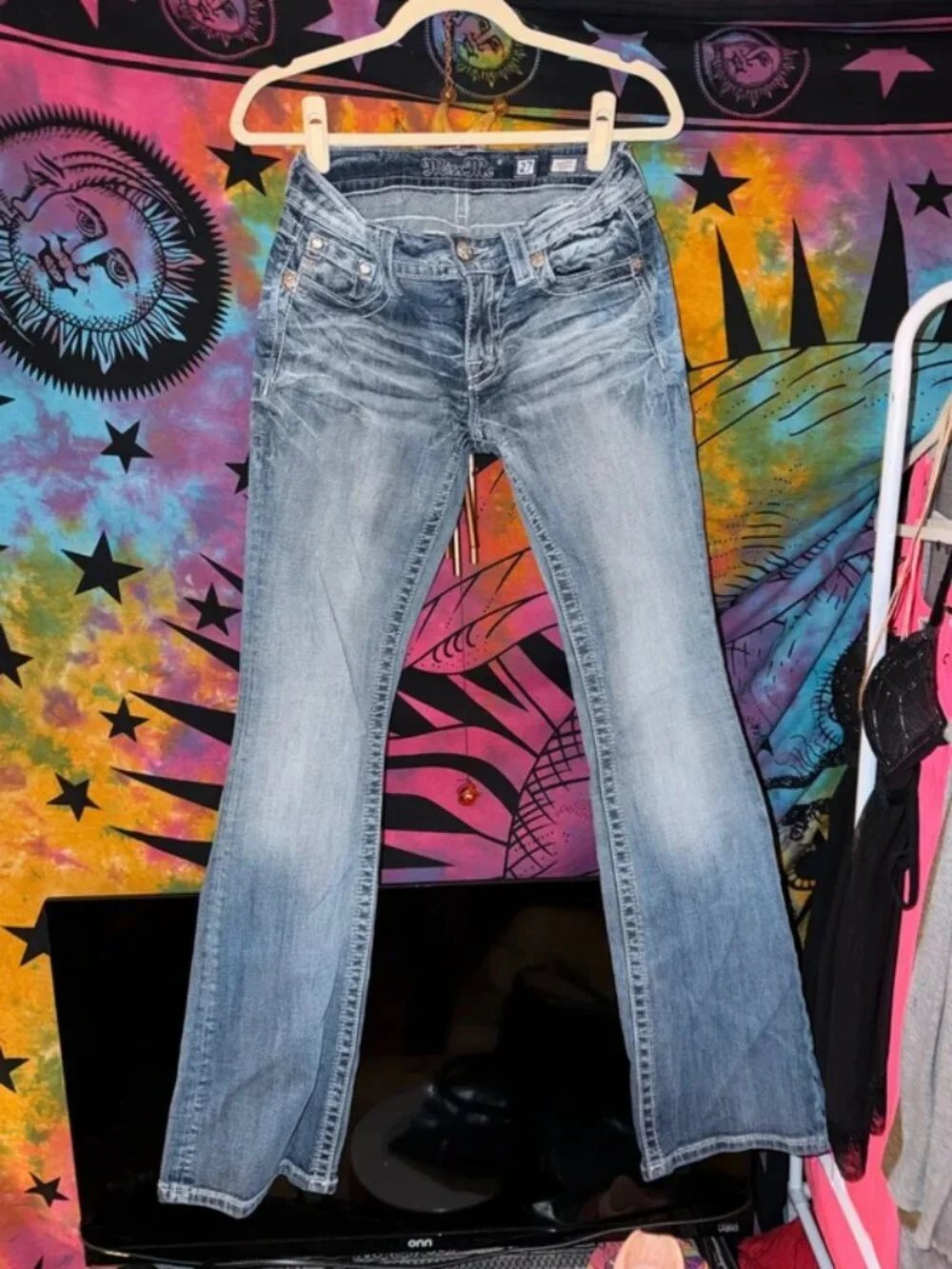 Miss Me Blue Bootcut Denim Jeans w/ Bedazzled Pockets